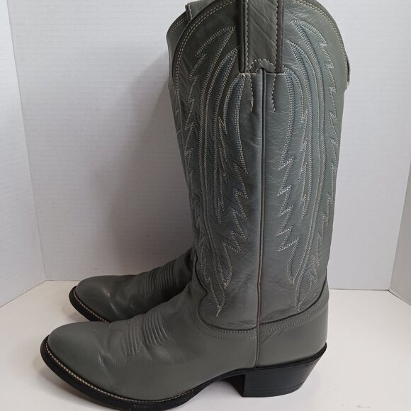 Vintage Justin Men's size 8D Western Style 1226 Grey Leather Cowboy Boot - Picture 7 of 12